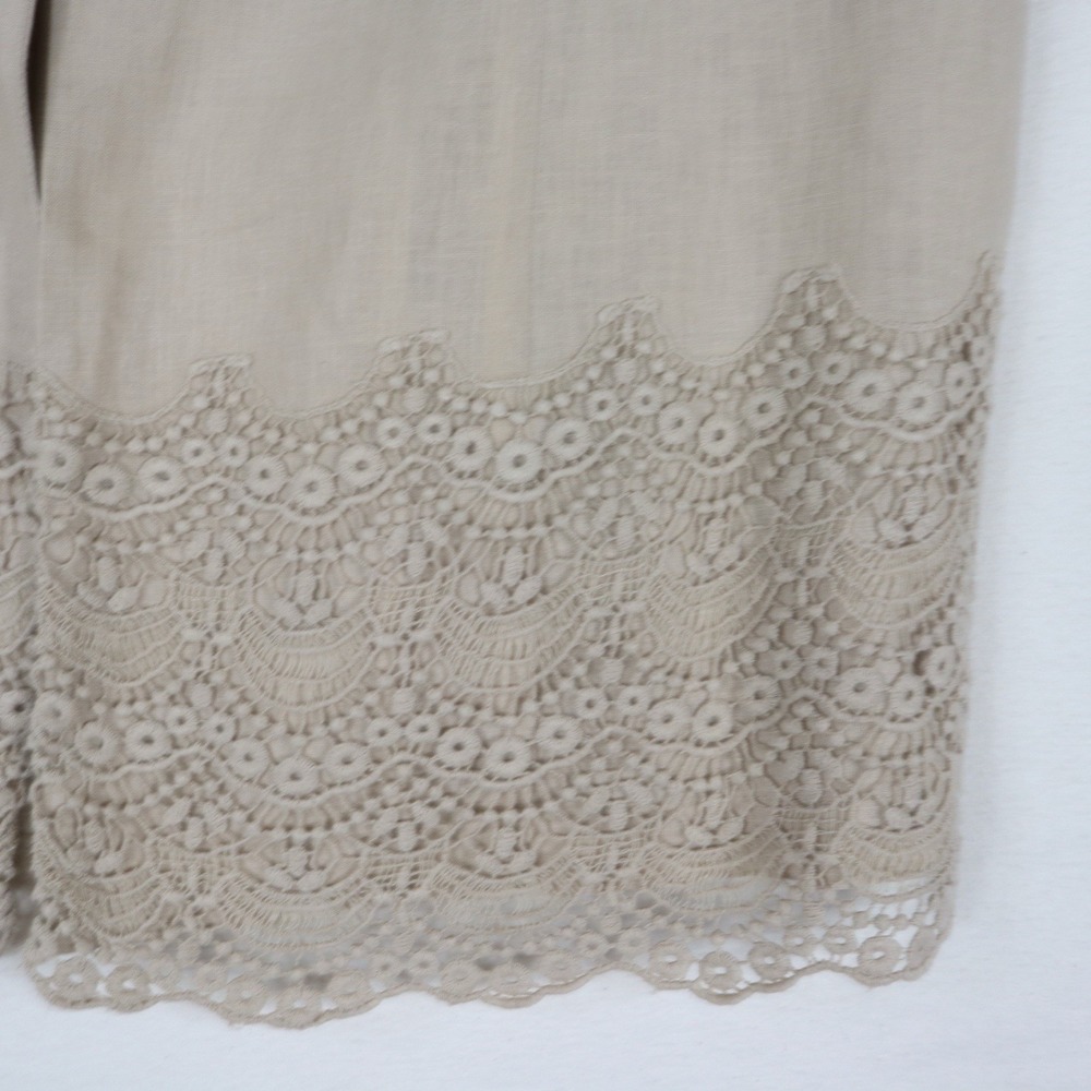 Coldwater Creek Spring  Summer Jacket Beige‎ Linen Blend Lace Trim Boho Artsy 16 - Picture 2 of 7